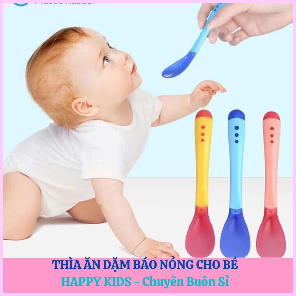 Thìa báo nóng Silicon ăn dặm cho bé