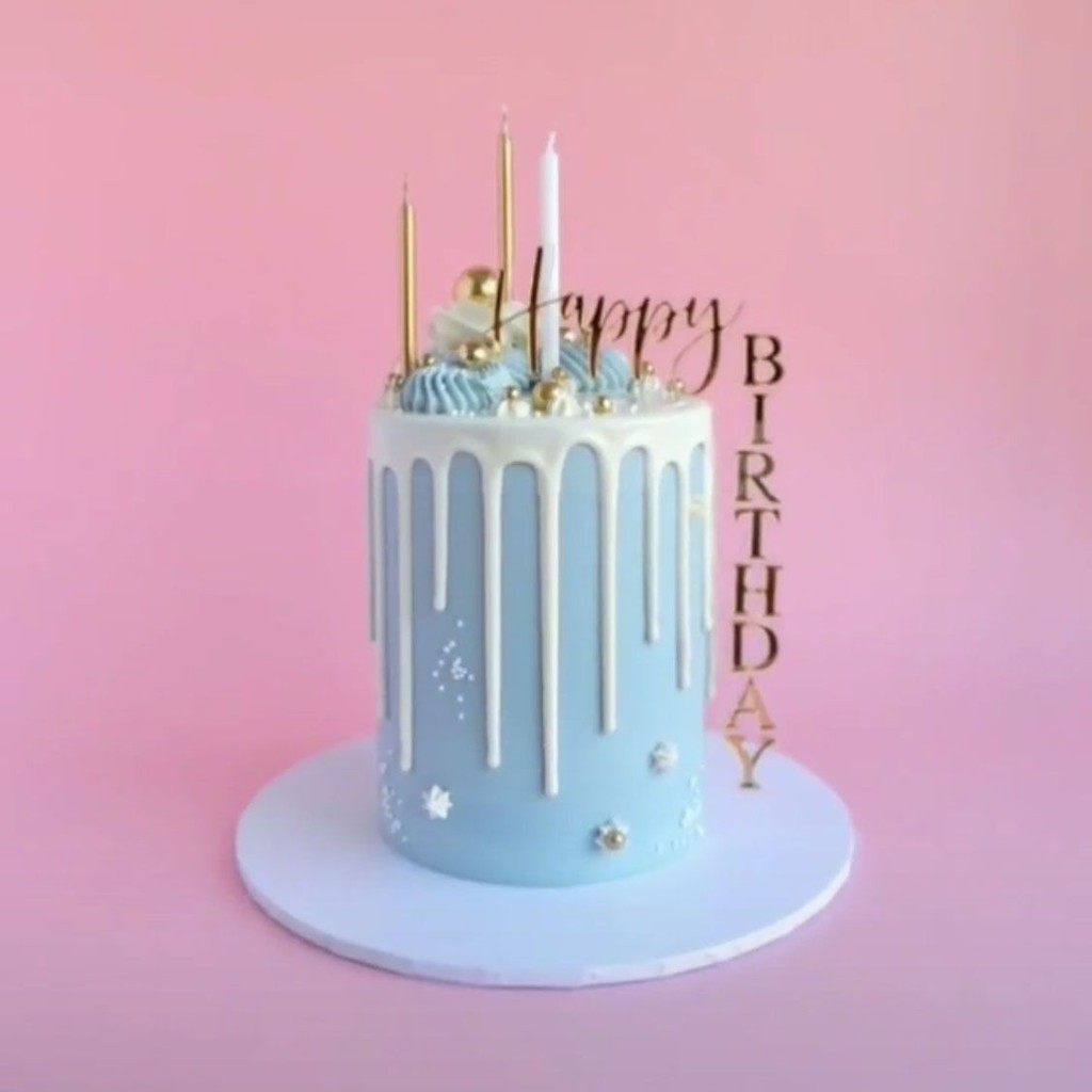 Que Chữ Happy Birthday Bằng Acrylic Màu Vàng / Bạc Chuyên Dụng Cho Trang Trí Bánh Kem