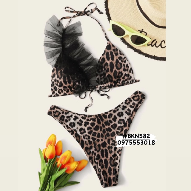 [BKN582] &lt;ÂU&gt; SET BIKINI BEO BÈO NGỰC ĐEN