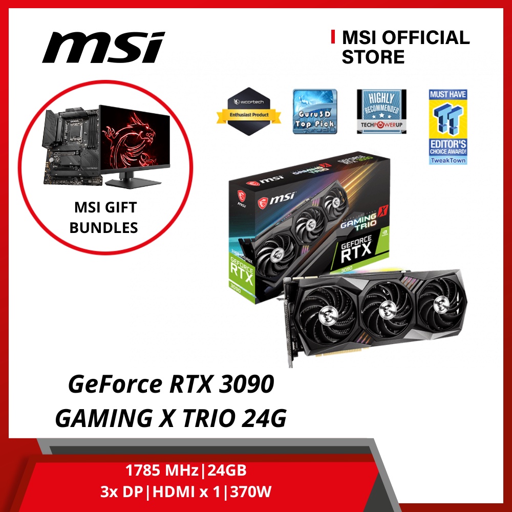 Card màn hình MSI RTX 3090 GAMING X TRIO 24G (24GB GDDR6X, 384-bit, HDMI +DP, 3x8-pin) - Hàng Chính Hãng