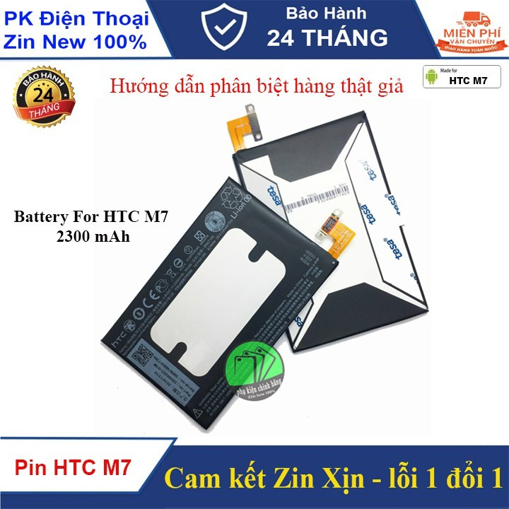 Pin HTC ONE M7 dung lượng chuẩn 2300 mAh - Cam kết Chuẩn Xịn -BH 12 tháng