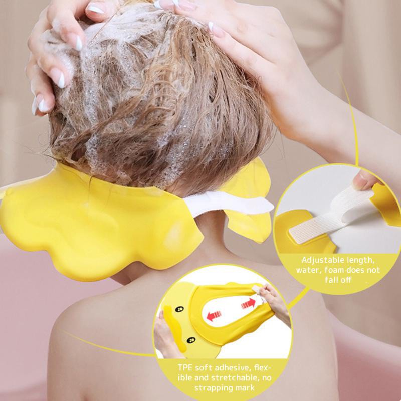 [Hàng mới về] Mũ gội đầu bằng silicon dẻo 2 trong 1 có thể điều chỉnh chống nước cho bé