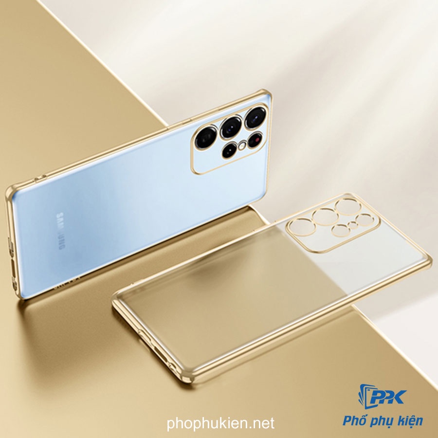 Ốp lưng Samsung S22 Ultra Cao Cấp dẻo trong chống bẩn viền màu tạo điểm nhấn sang trọng, giữ được thiết kế nguyên bản