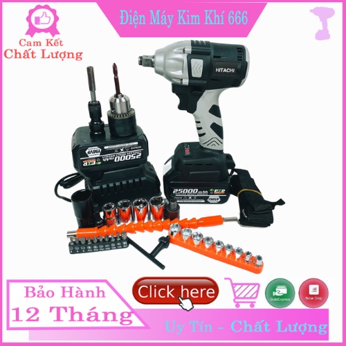 { SIÊU KHUYẾN MẠI } Siết BULONG HITACHI .TẶNG BỘ PHỤ KIỆN .Khoan Bắn Vít Siết Ốc. KHÔNG CHỔI THAN