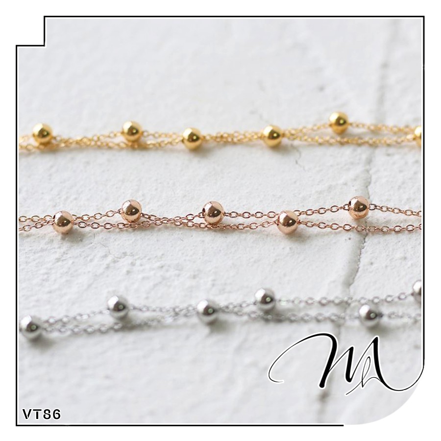 Lắc chân nữ Titan không gỉ dây đôi phối bi xinh xắn - Măng's House LC54