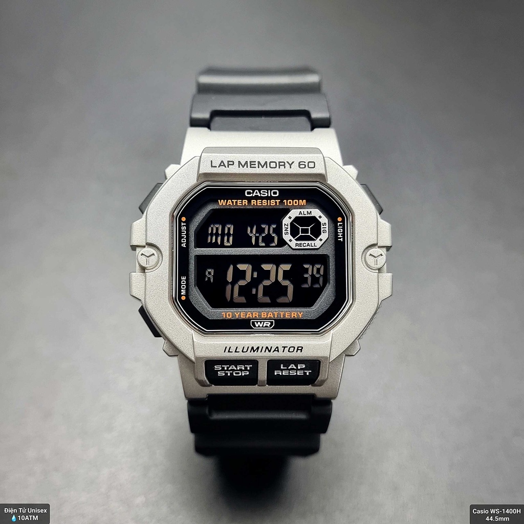 Đồng Hồ Nam Casio WS-1400H-1BVDF Pin Điện Tử Dây Nhựa Màu