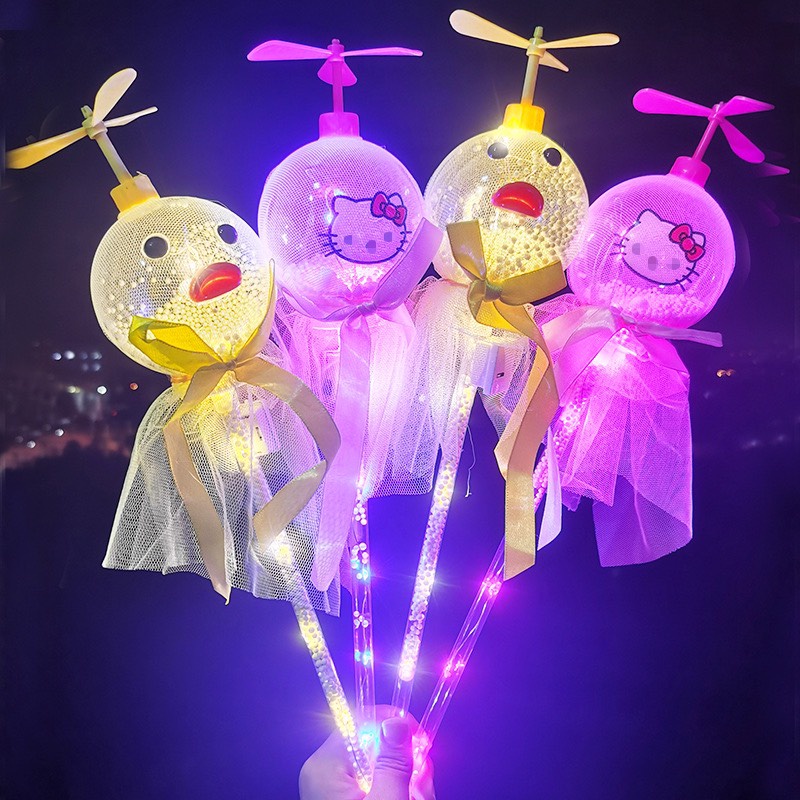 Đồ chơi bóng galaxy trong suốt, có tay cầm + đèn led và chong chóng nhiều hình thù hoạt hình KingKids