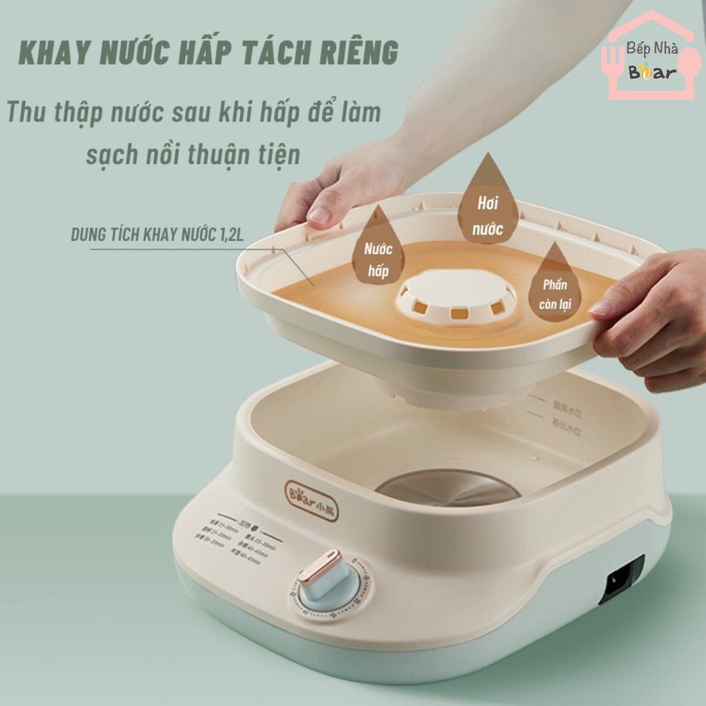 Nồi hấp điện 2 tầng mini đa năng bear DZG-C60Q8 dung tích 6L BẾP NHÀ BEAR