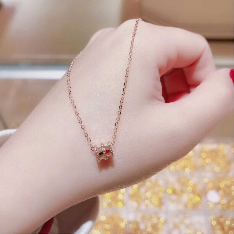 Dây chuyền mặt hình trụ nạm khắc đơn giản vòng cổ nữ thời trang ins hàn quốc trang sức nữ quà tặng bạn gái
