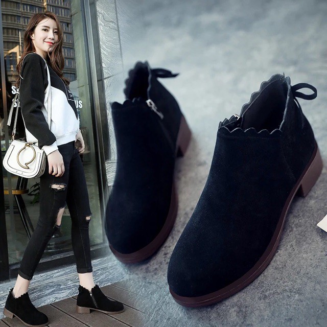 Boot nữ cổ ngắn da lộn giày nữ bốt bệt boots siêu đẹp M109 Mai Aries Store | BigBuy360 - bigbuy360.vn