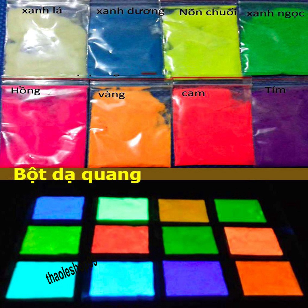 Bột Dạ Quang Gói 10g/20g/30g/40g/50g Phát Sáng Trong Đêm Đủ Màu