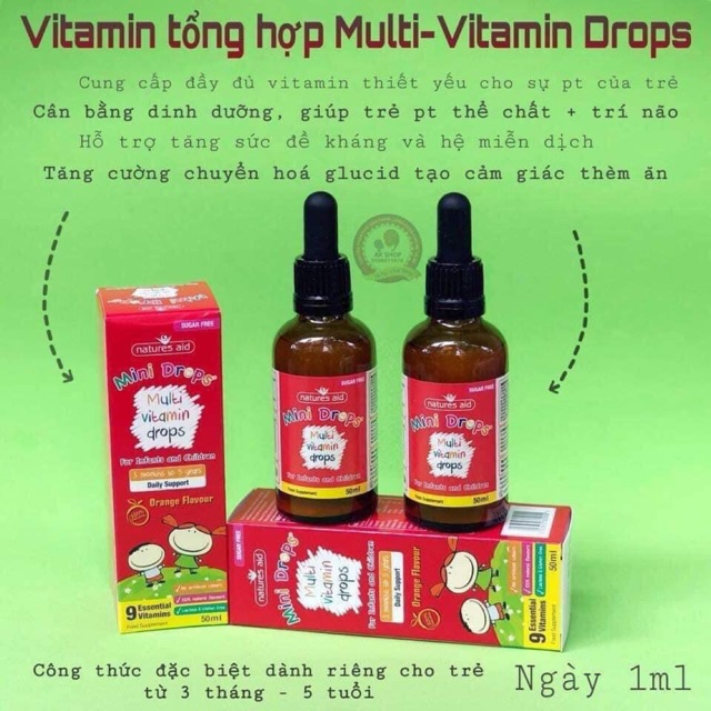 Multi vitamin drops natures aid hàng chính hãng