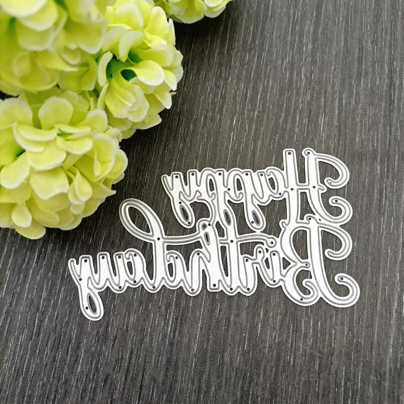 Khuôn cắt giấy làm từ kim loại hình chữ Happy Birthday trang trí Scrapbook đẹp mắt