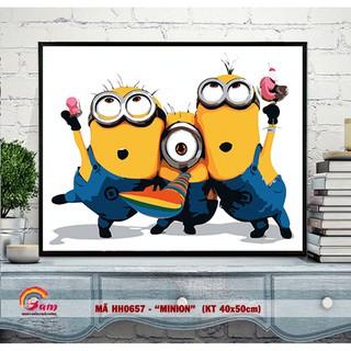 Tranh tô màu theo số sơn dầu số hóa Gam - Tranh hoạt hình Minion mã HH0657