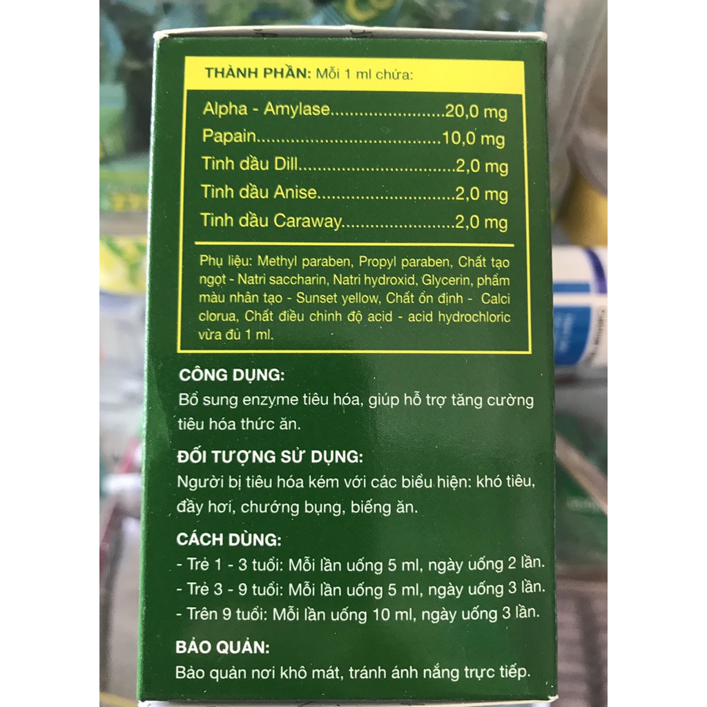 Hỗ trợ tiêu hóa Menpeptine drop Hộp 20 gói x 5ml    Bổ sung enzym tiêu hóa