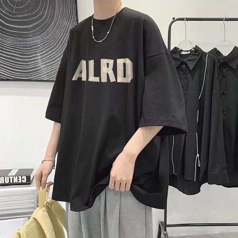 【M-8XL】Áo Thun Dáng Rộng Cổ Thuyền In Chữ Xu Hướng Đường Phố Hip Hop Thời Trang Mùa Hè Cho Nam Và Nữ