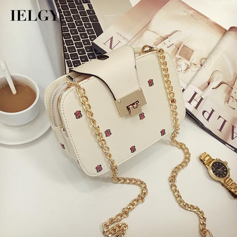 Túi đeo chéo IELGY có khóa in họa tiết thời trang cho nữ