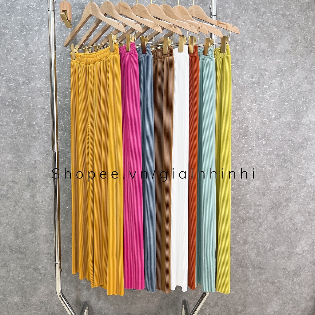 Quần suông nhăn dáng dài, Quần ống rộng cạp chun co giãn QS994 - NhiNhi Shop