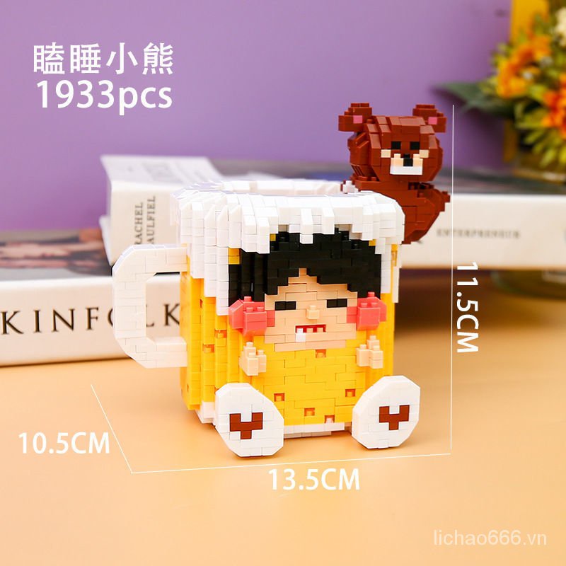 Đồ chơi trẻ em lego xếp hình cốc trà sữa cỡ nhỏ kèm giá đỡ cho b