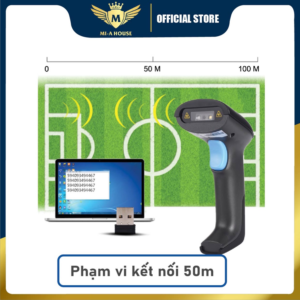 Máy bắn mã vạch không dây YHD 6200DW 2D, Máy quét mã vạch Barcode(1D) Qrcode(2D), Đầu đọc mã vạch dùng trên Laptop, PC