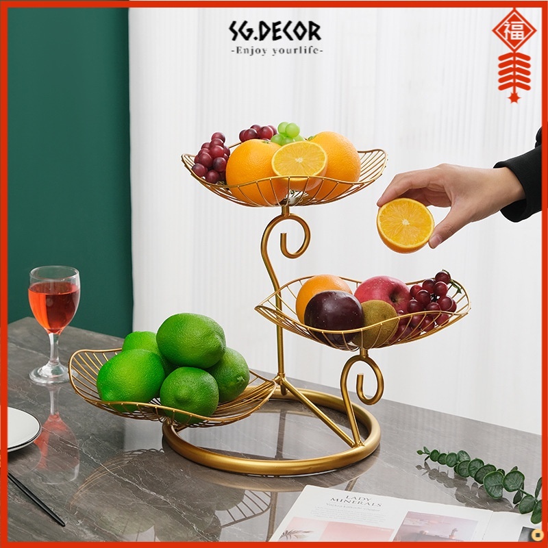 [Mới] Khay đựng hoa quả  bánh kẹo 3 tầng trang trí bàn ăn nhà bếp Khay đựng hoa quả decor bàn trà nhà hàng khách sạn