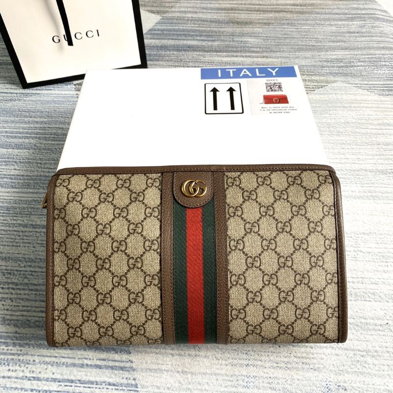 clutch cầm tay nam kéo khóa in họa tiết Gucci GC