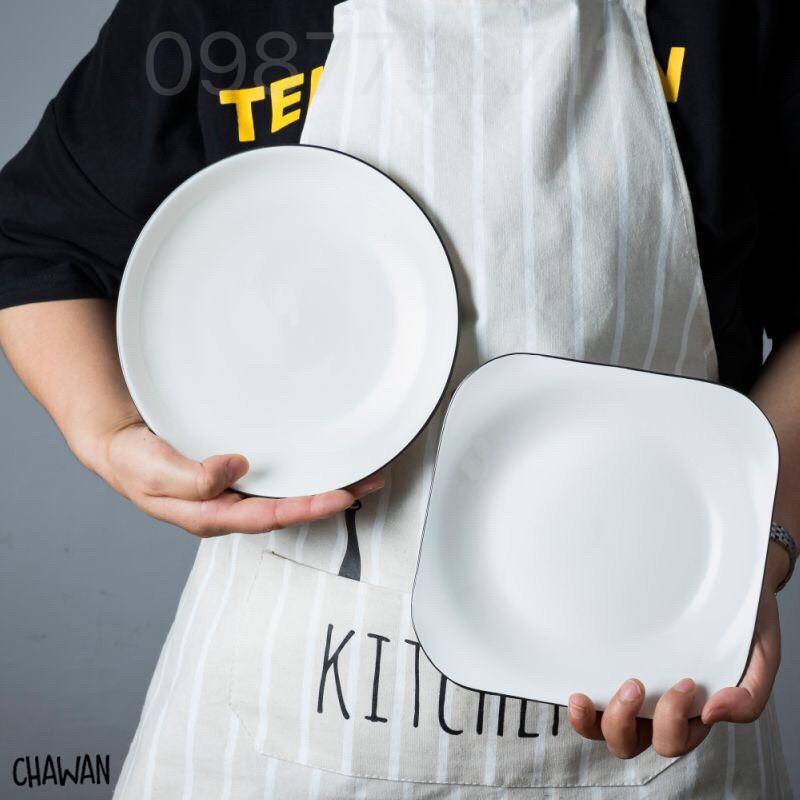 BÁT ĂN CƠM BÁT SỨ TỐI GIẢN TRẮNG VIỀN ĐEN (BÁN LẺ MÓN)- S4