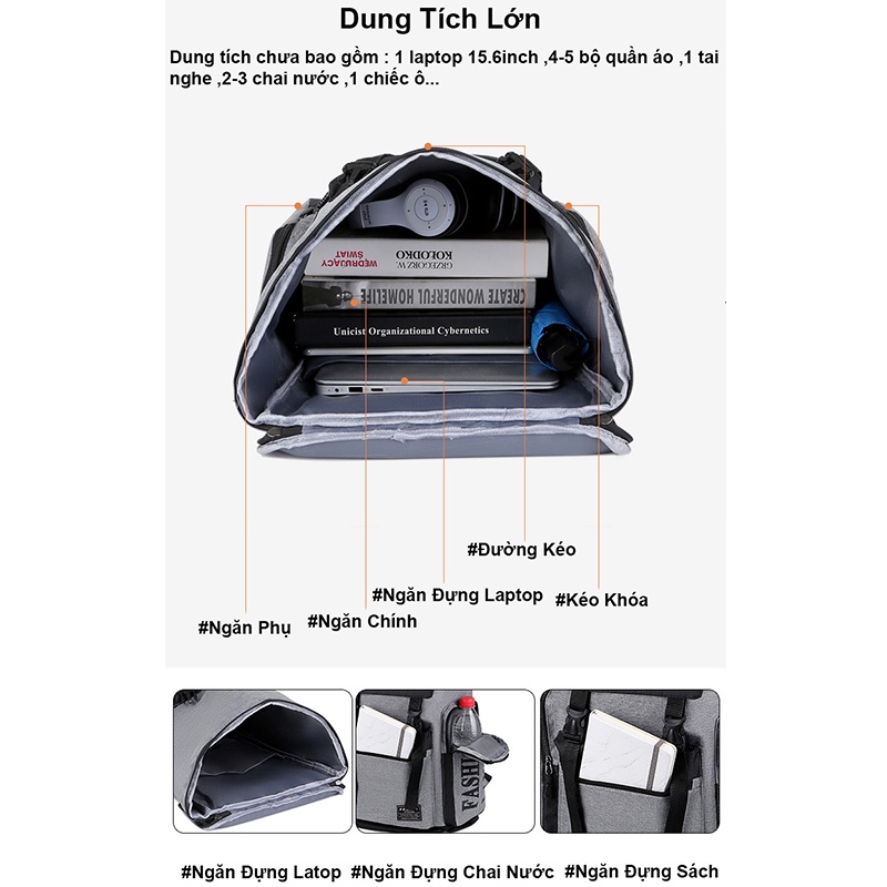 Balo nam nữ du lịch ZAJA size lớn thời trang đựng laptop đi học ulzzang chống thấm nước