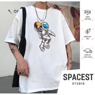 Áo phông nam nữ unisex tay lỡ spacest, áo thun form rộng cổ tròn cotton basic tv5102