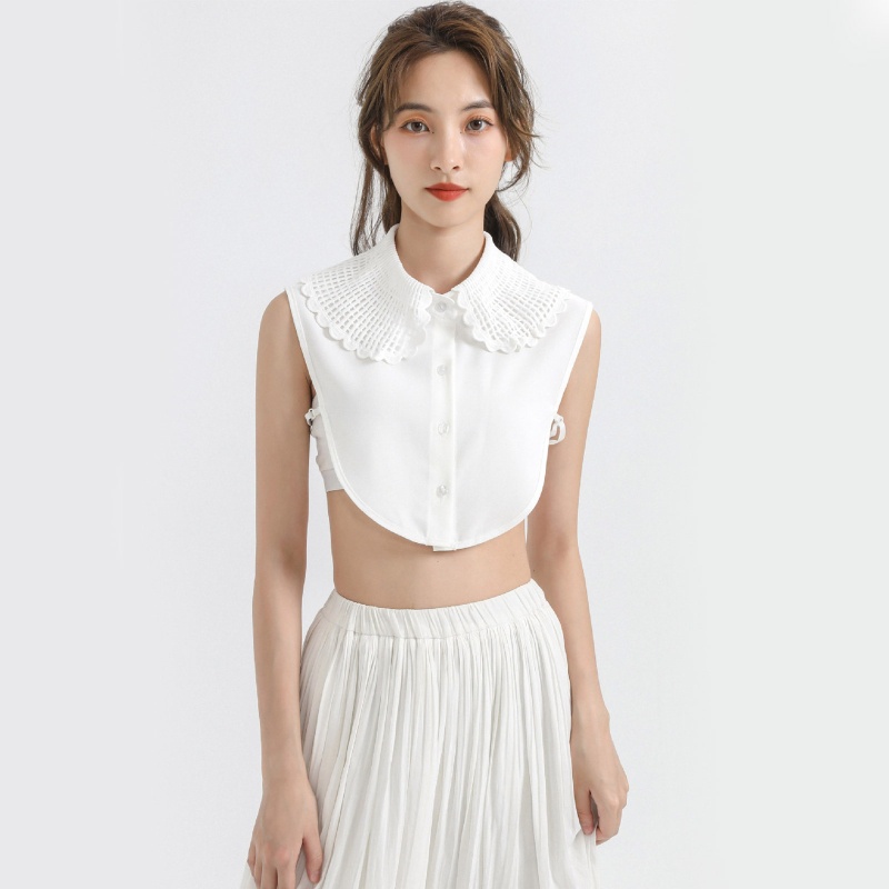 Áo Lưới Tay Lỡ Cổ Bẻ Có Thể Tháo Rời Thời Trang Cho Nữ