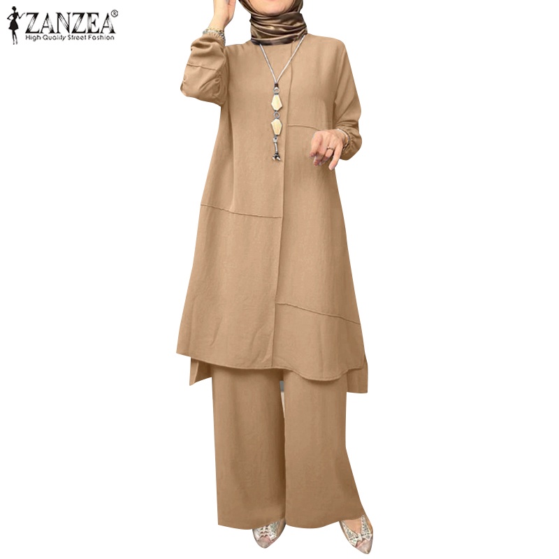 Zanzea Set Quần Dài Và Áo Tay Ngắn Thời Trang Vintage Cho Nữ