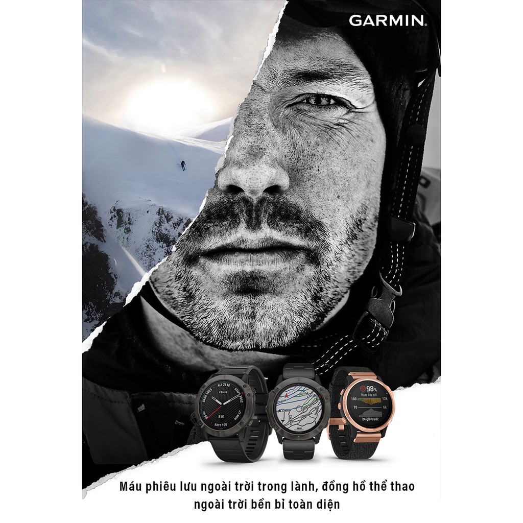 [Qùa tặng - HRM-Pro] Đồng hồ thông minh Garmin Fenix 6 – Titanium with Ember Orange Band, GPS_010-02158-55