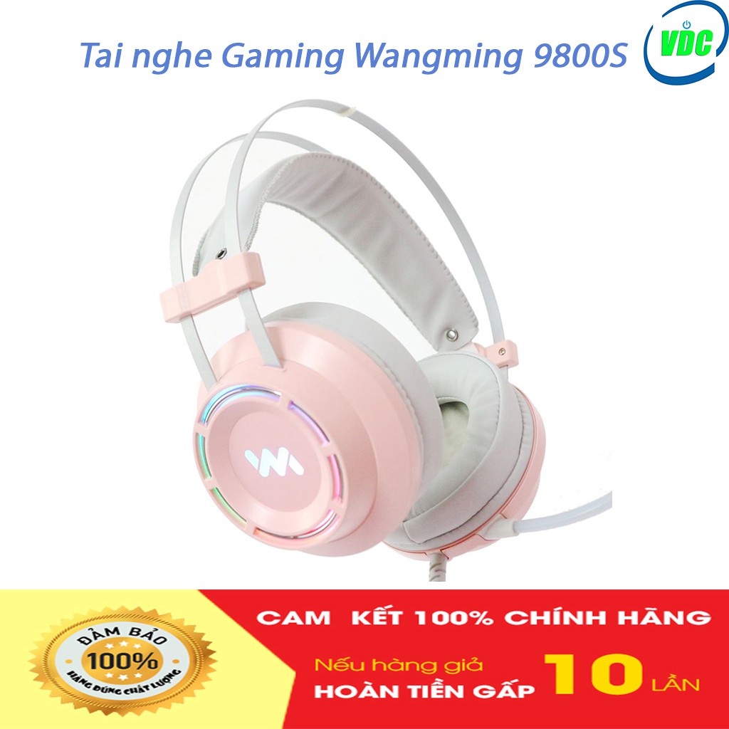 Tai nghe GAMING Wangming 9800S - Đèn led RGB - Màu đen và hồng - Âm thanh giả lập 7.1 - BH 24 tháng