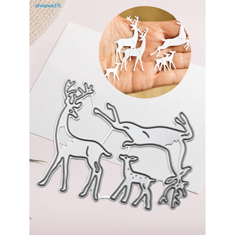Khuôn cắt giấy kim loại tạo hình tuần lộc trang trí tập ảnh giáng sinh