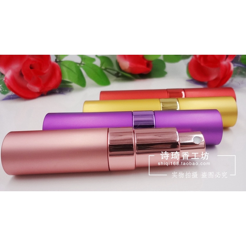 Lọ đựng nước hoa chiết vỏ nhôm hình trụ cao cấp sang trọng 15ml, Chai chiết nước hoa hình trụ 2 lớp dạng xịt phun sương