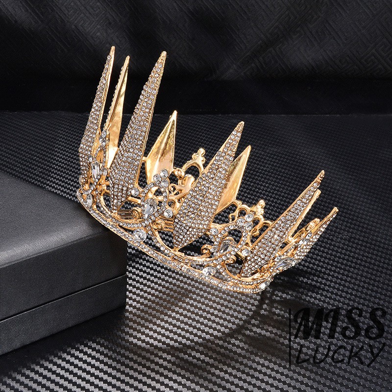 Vương miện đính đá giả kim cương kích thước 16.5x8.5cm bằng hợp kim dành cho cô dâu