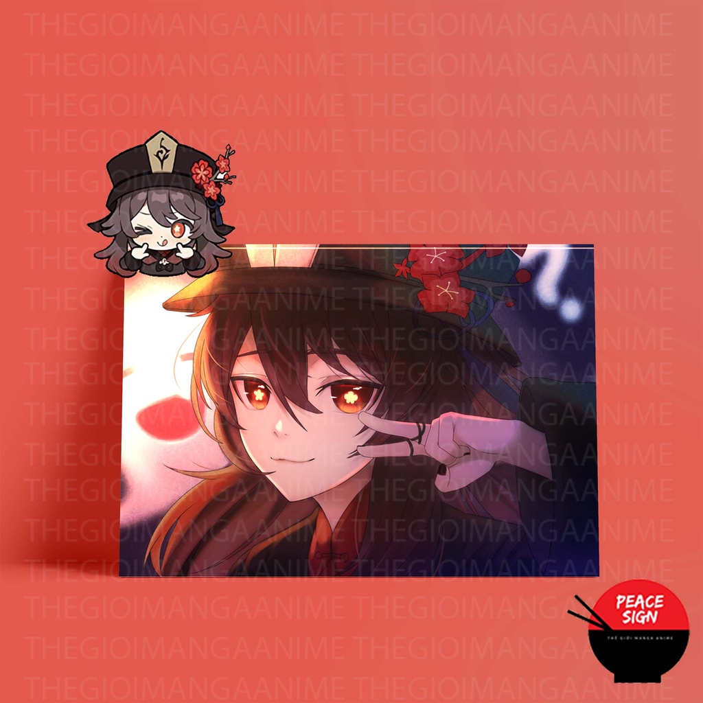 (25M) Tấm Poster Postcard cao cấp giấy 260gsm in hình nhân vật HUTAO game GENSHIN IMPACT ảnh đẹp