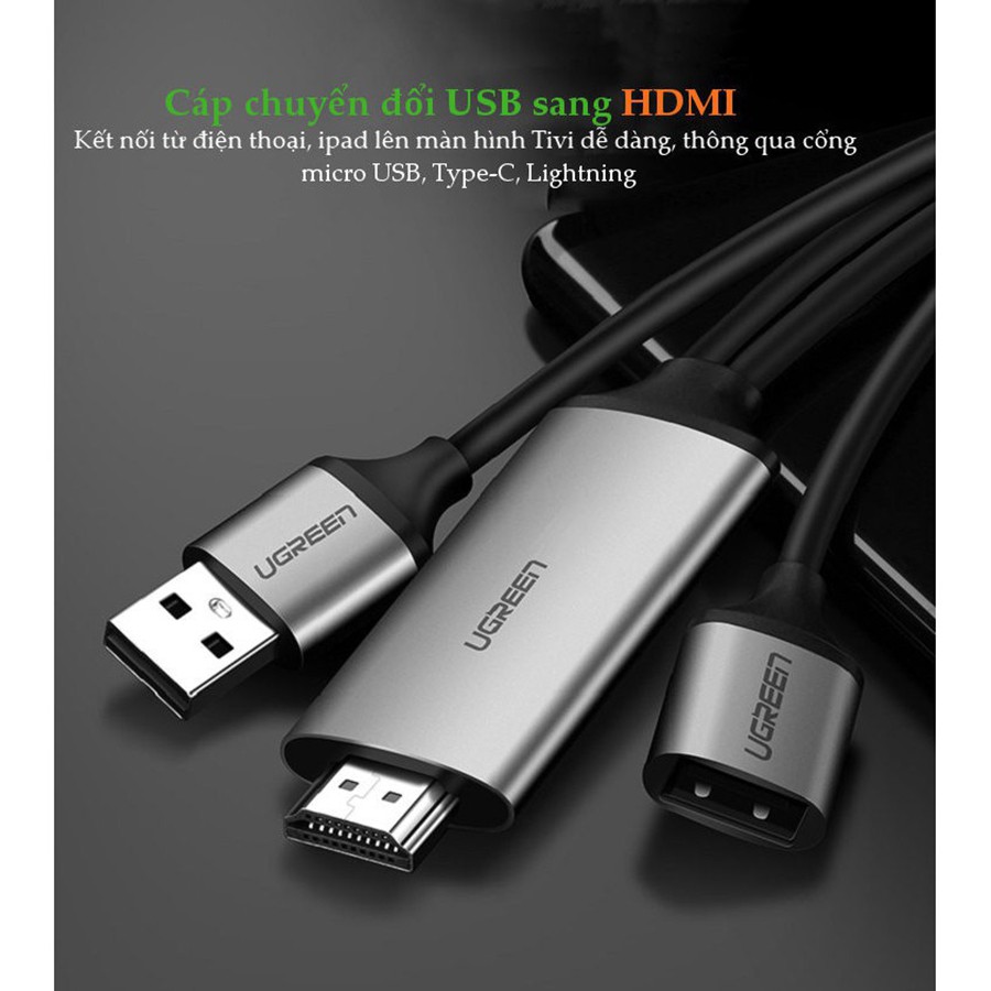 Ugreen 50291 - Kết nối điện thoại, máy tính bảng sang tivi, máy chiếu HDMI chính hãng - HapuStore