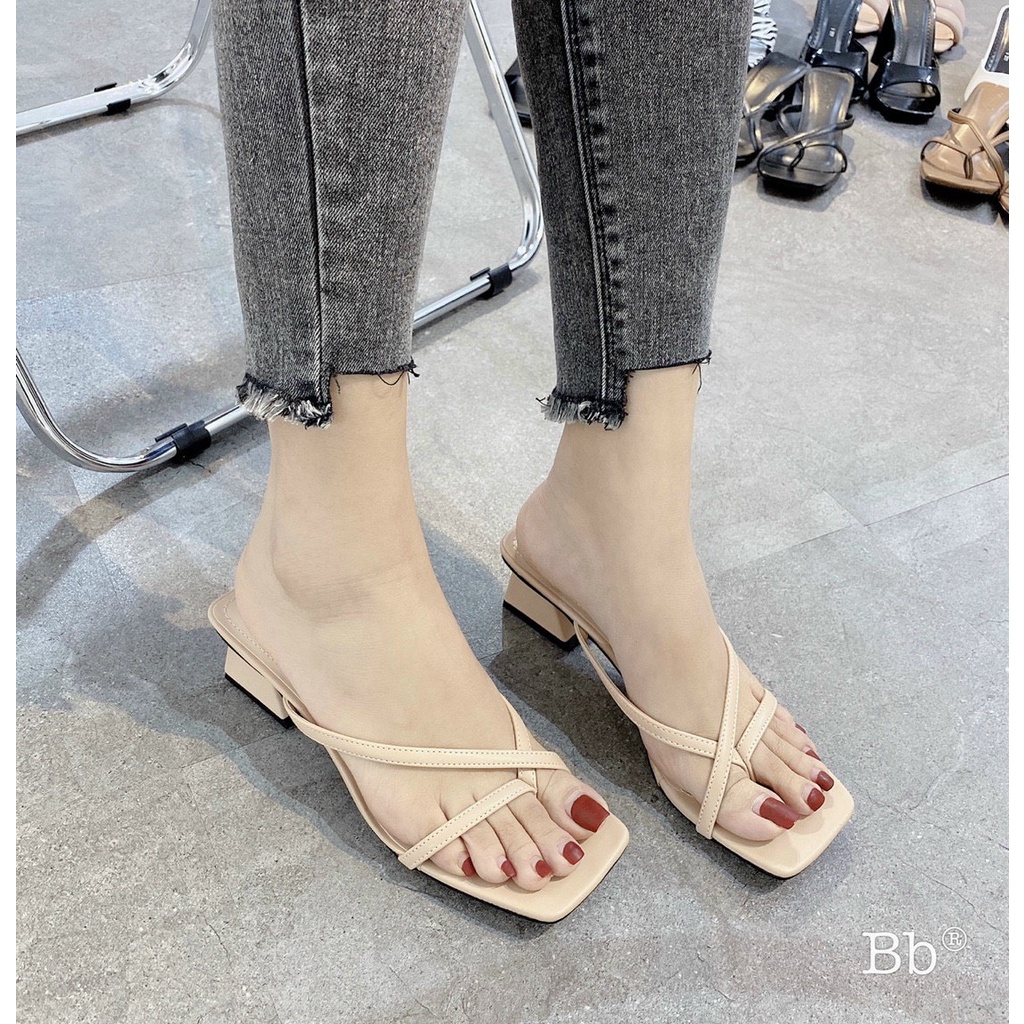 Guốc cao gót kẹp ngón gót tam giác 5p mã L121
