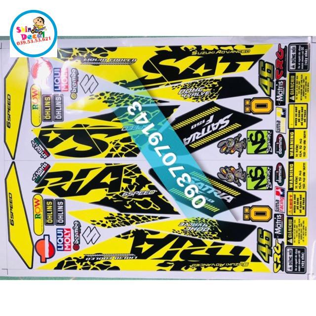 Tem rời Satria fi vàng đen thêm mỏ cày