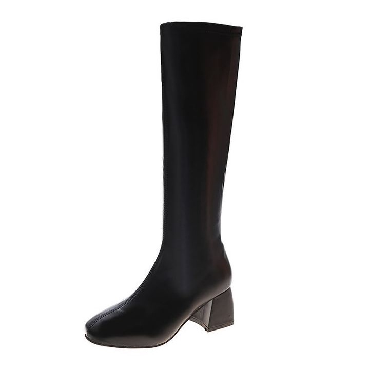 Bốt đùi nữ WOMEN STORY giày boots cao cổ da PU mềm boot khóa sườn đế vuông 6cm boost thời trang mùa đông C26