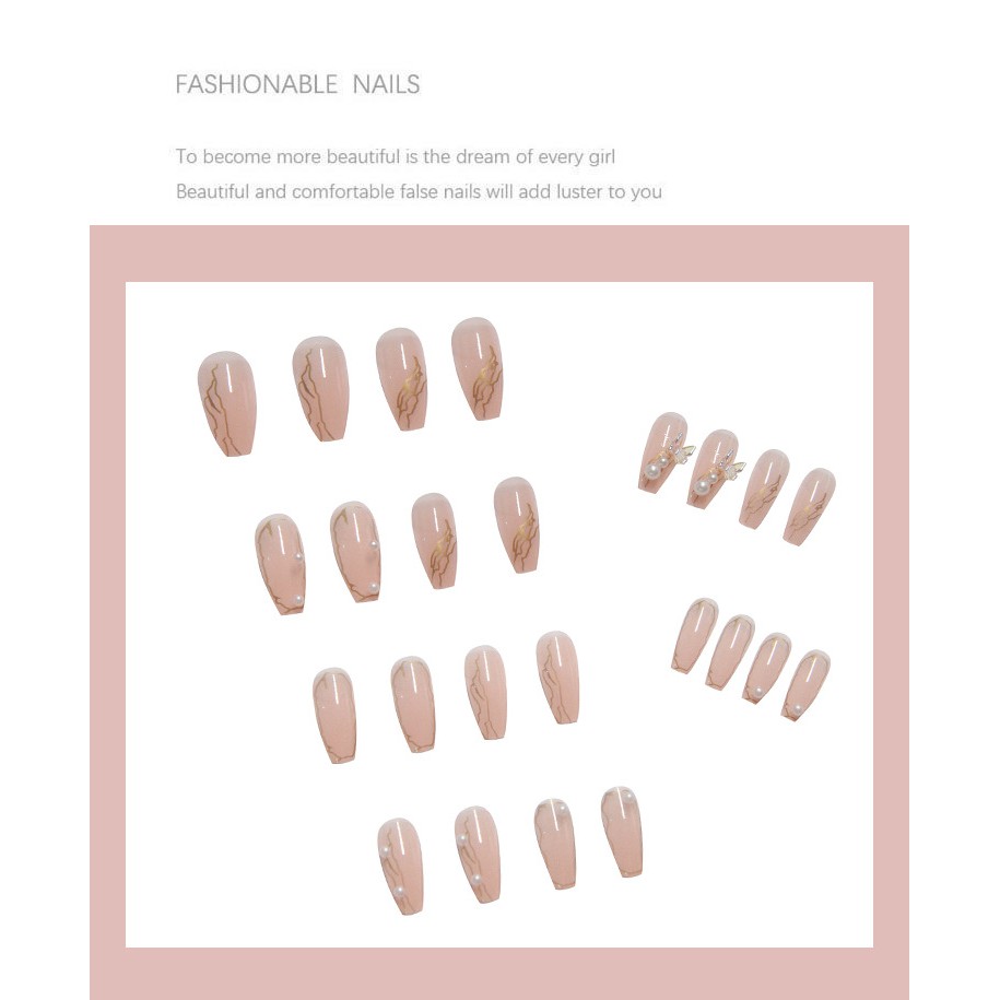 Set 24 Móng Tay Giả Đính Đá Xinh Xắn Cho Nữ