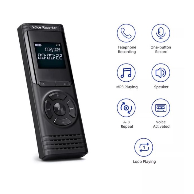 Máy Ghi Âm Kỹ Thuật Số 32GB - Kích Hoạt Bằng Giọng Nói, Nghe Nhạc MP3- Máy Ghi Âm GA902