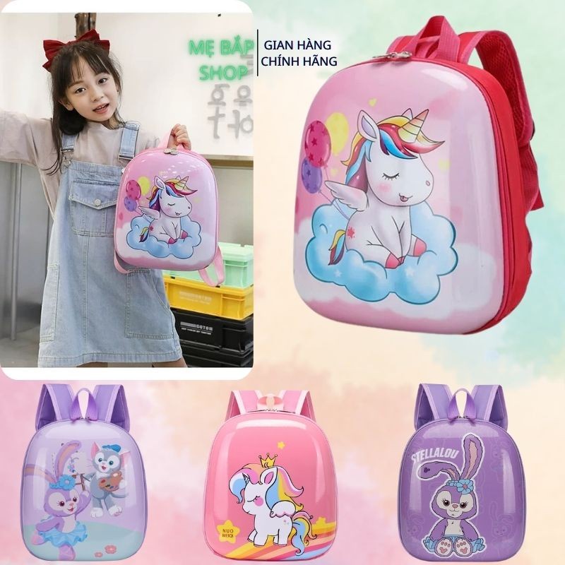 Balo trẻ em, balo đi học mẫu giáo mầm non chống nước cho bé trai bé gái Ngựa Pony, Thỏ tím Mẹ Bắp Shop 2022