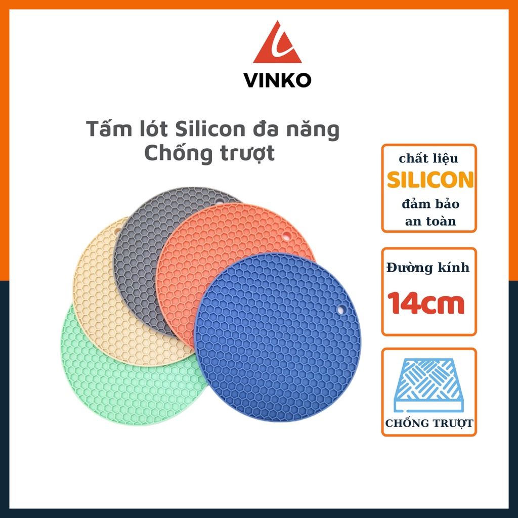 Miếng lót Silicon đa năng, chống trượt, cách nhiêt hình tròn 14cm