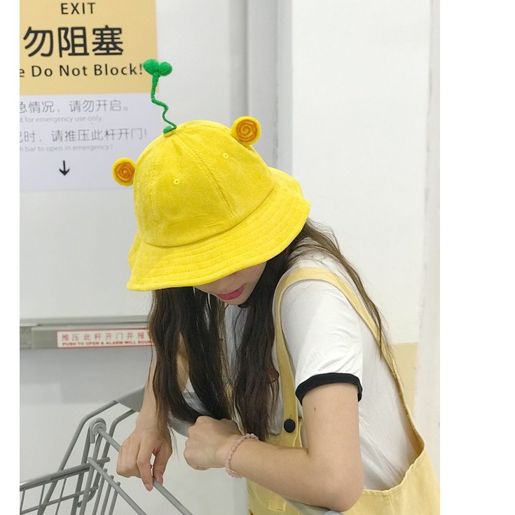 [ HÀNG HÓT ] Mũ mầm cây tai xoắn mẫu mới siêu đáng yêu cho người lớn và trẻ nhỏ (mũ màu vàng)