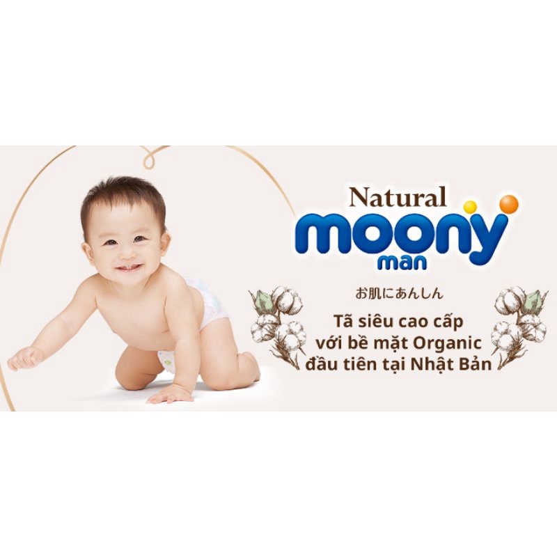 Tã Dán/ Quần Moony Natural siêu cao cấp NB63/ S58/ M46/ L38/ L36/ Xl32