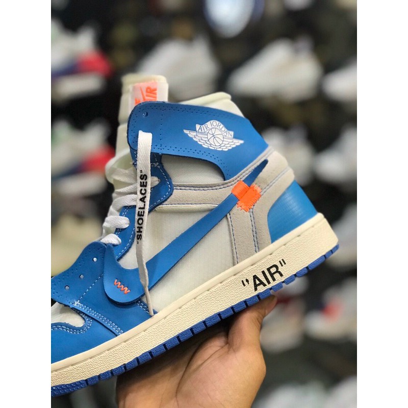 Giảy Sneaker Jd1 jordan 1 off white đỏ và xanh full box dây phụ đi kèm một một