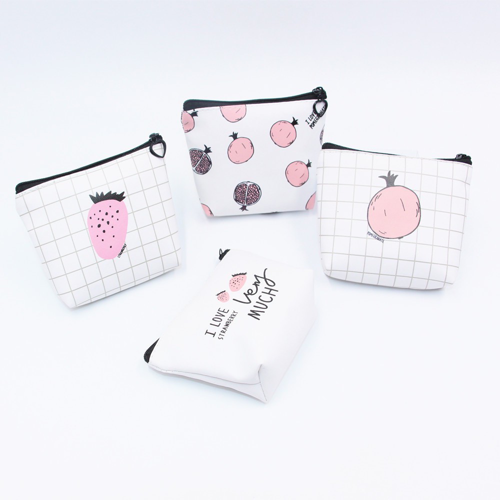Ví nữ mini hoạ tiết hoa quả chống thấm nước có khoá kéo hình hoa quả đáng yêu | BigBuy360 - bigbuy360.vn