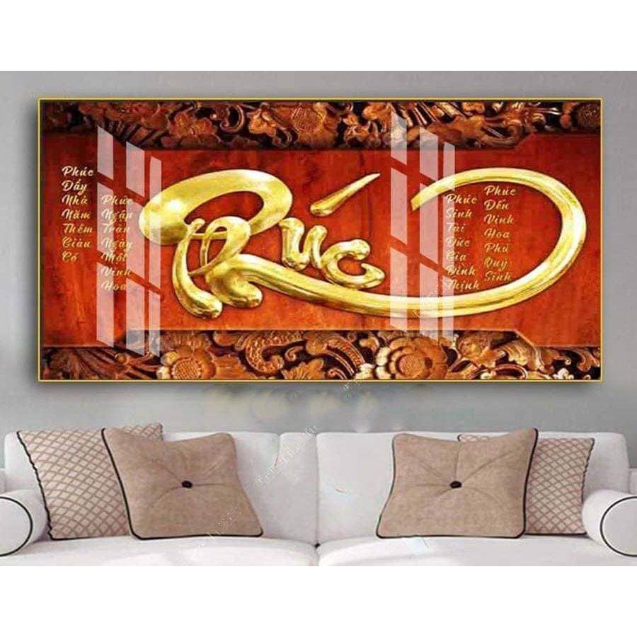 Tranh Tráng gương 5D in UV 100%- Tranh chữ Thư Pháp "Phúc, Lộc, Hiếu, Tâm, An,...''- Siêu đẹp